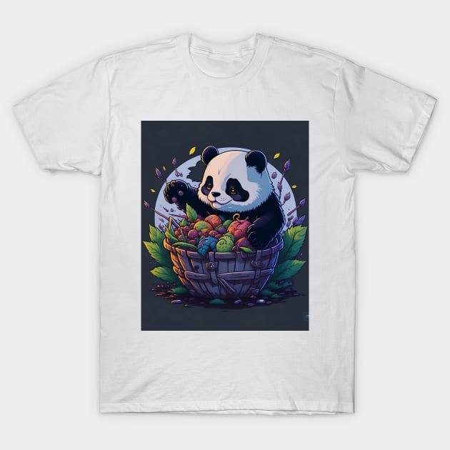 Baby Panda with Fruit Basket T-Shirt by Fanbros_art